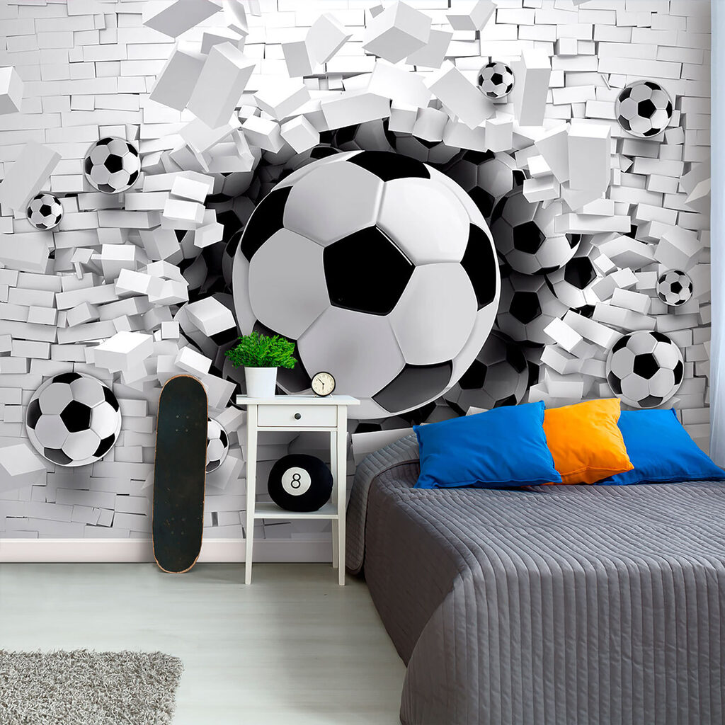 Voetballen breken witte stenen — interieur 5