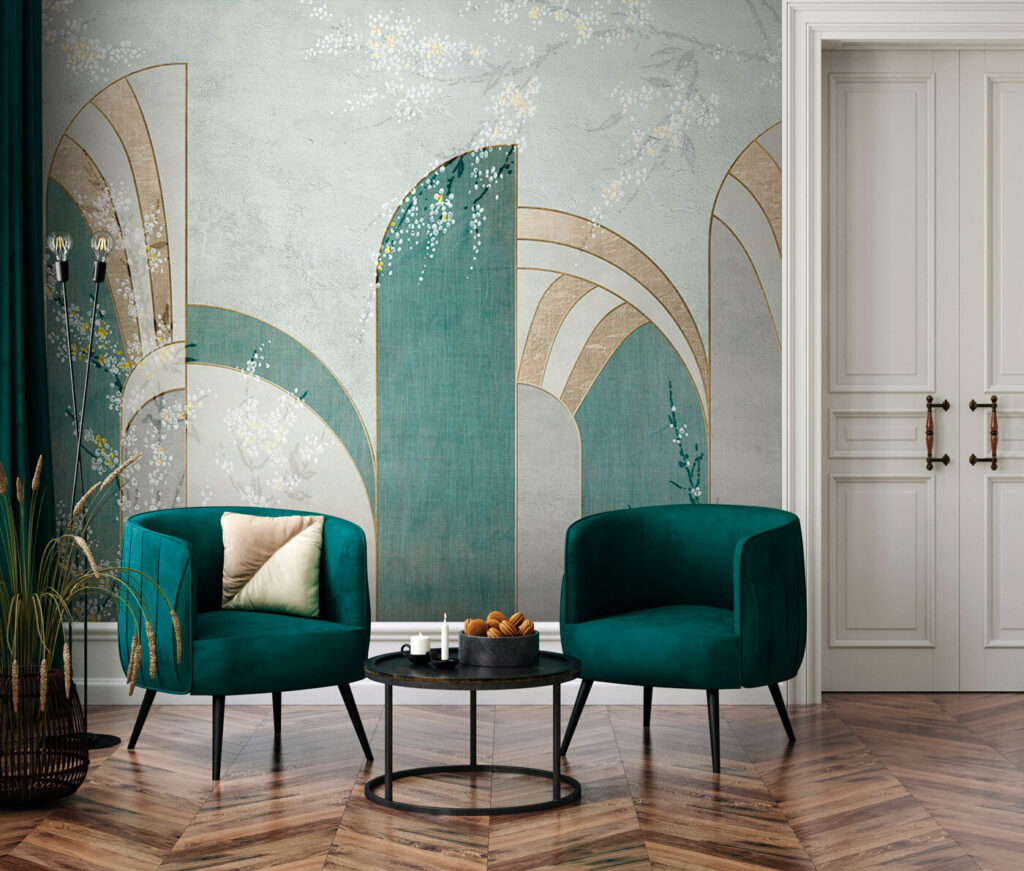 Verweerde bogen met turquoise — interieur 2