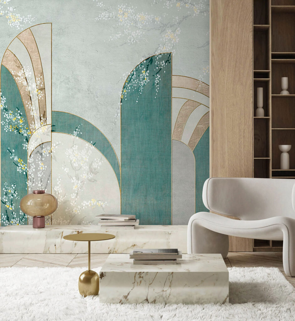 Verweerde bogen met turquoise — interieur 1