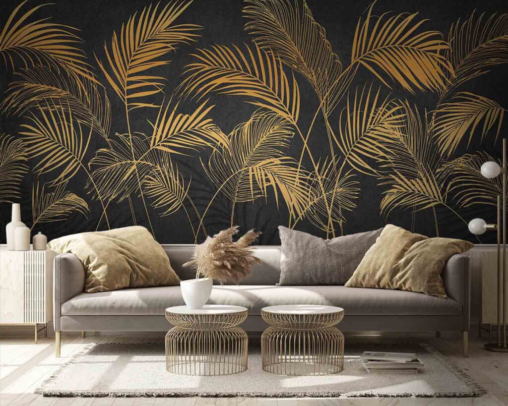 Goudkleurige palmveren op antraciet — interieur 3