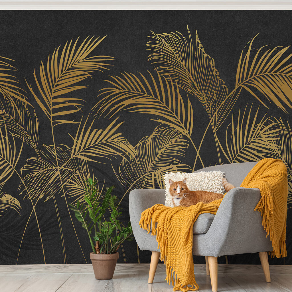 Goudkleurige palmveren op antraciet — interieur 4