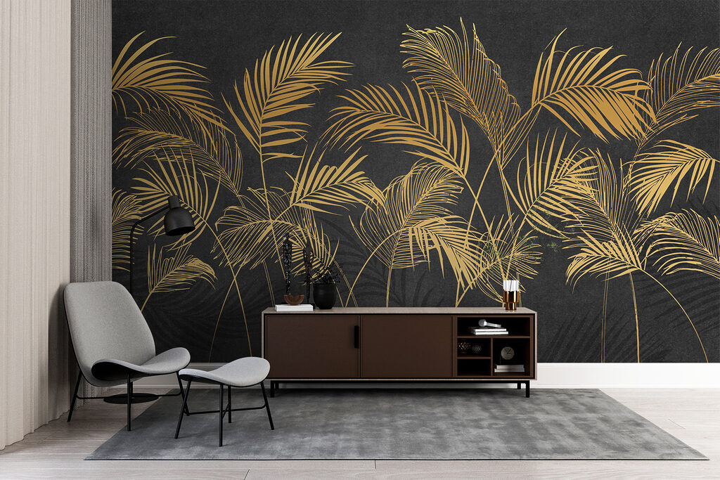 Goudkleurige palmveren op antraciet — interieur 5