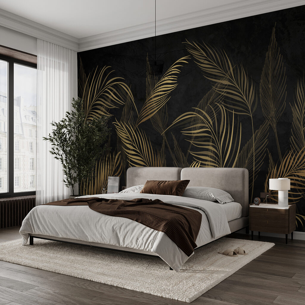 Elegante bladeren tegen donkere achtergrond — interieur 4
