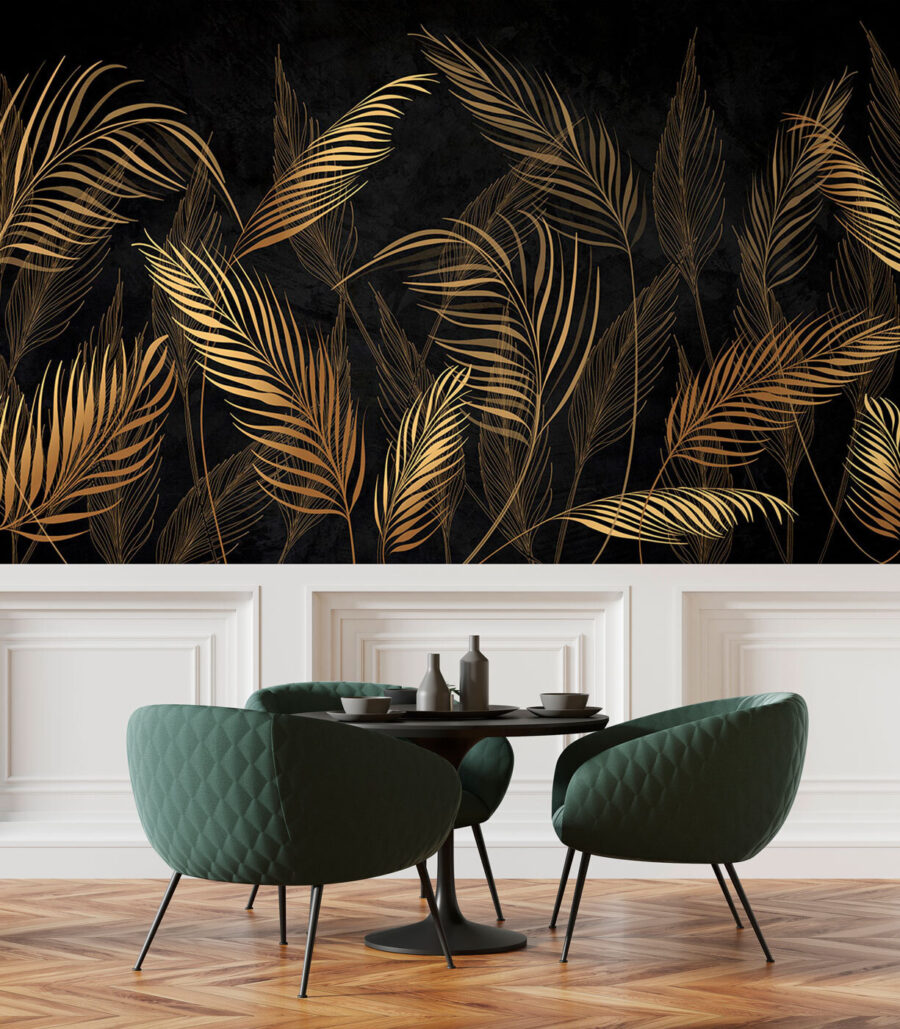 Elegante bladeren tegen donkere achtergrond — interieur 2