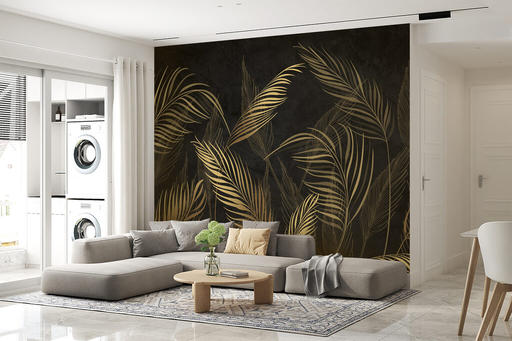 Elegante bladeren tegen donkere achtergrond — interieur 5