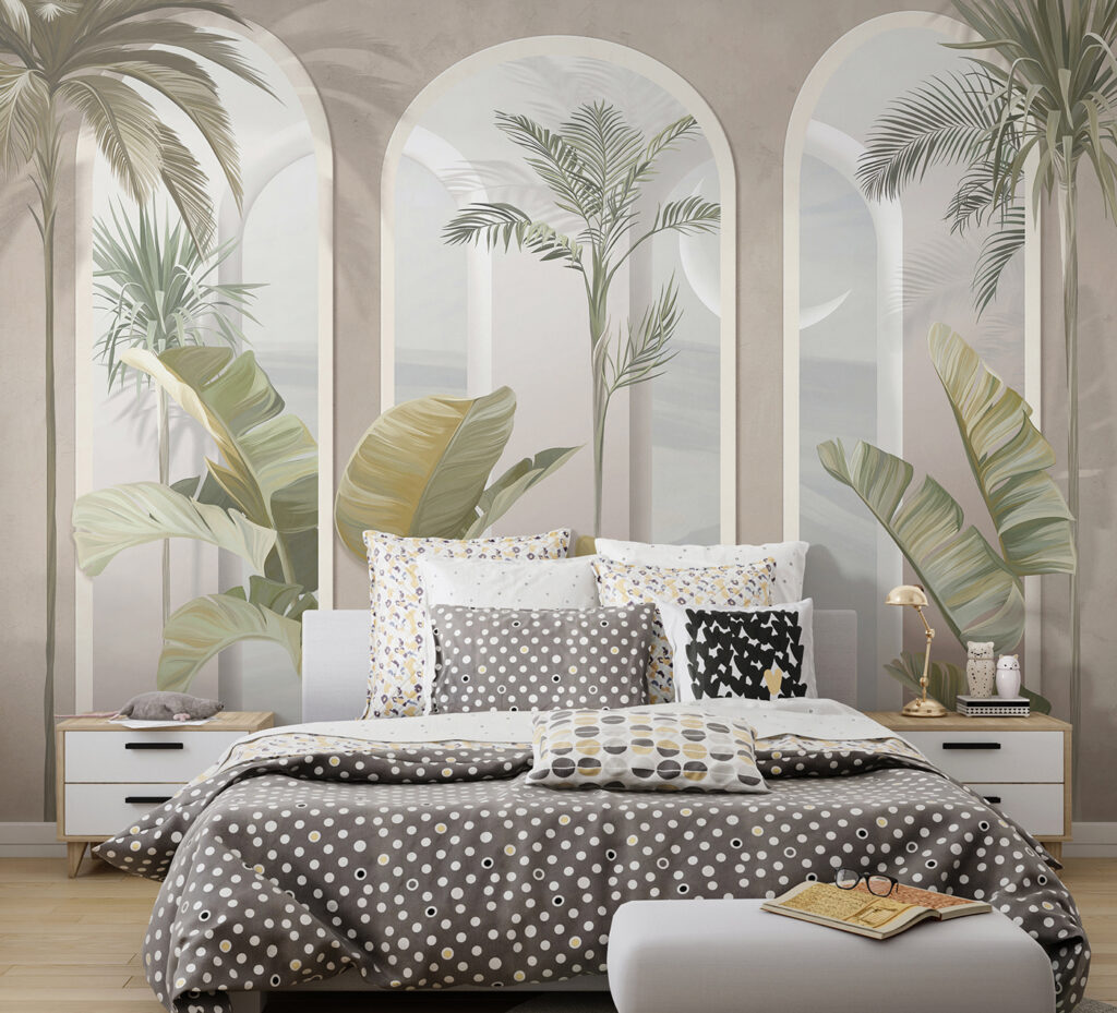 Palmen tussen roze arcades — interieur 2