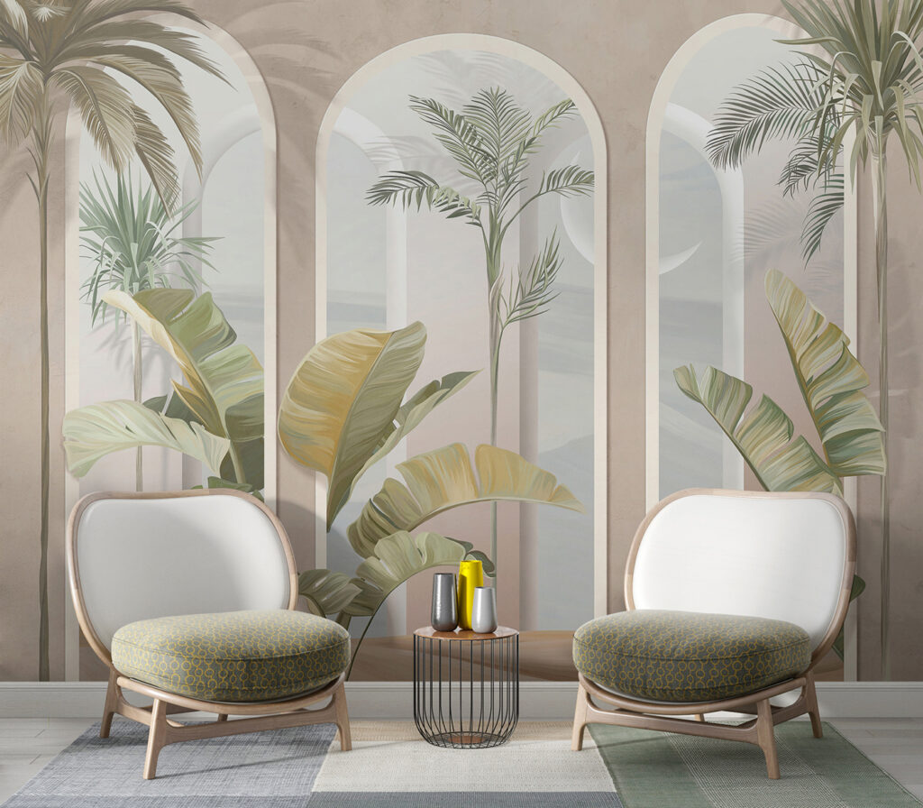 Palmen tussen roze arcades — interieur 4