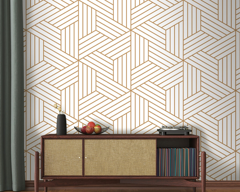 Gouden lijnbundels vormen vlechtwerk — interieur 1