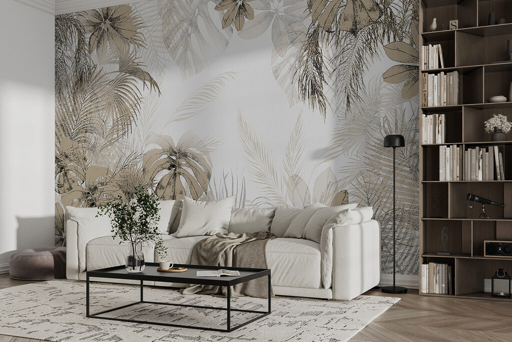 Tropenbladeren rond open ruimte — interieur 4