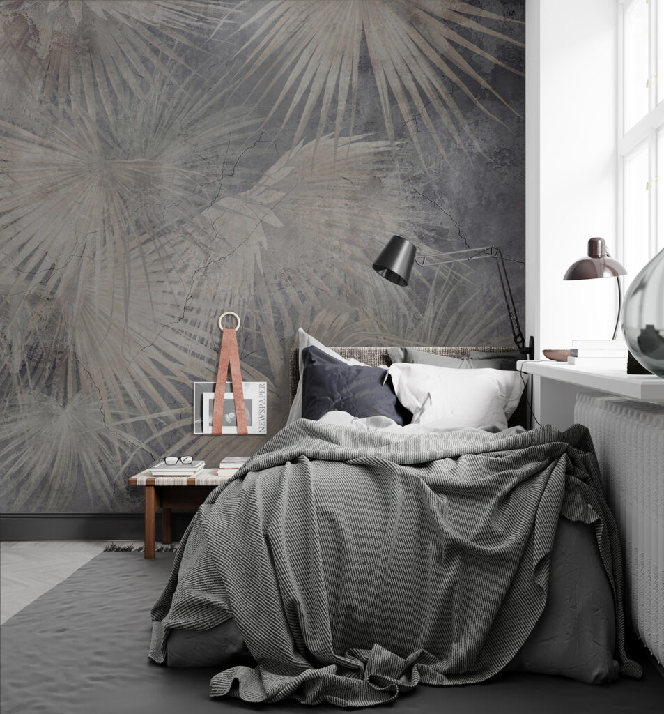 Palmwaaiers op oudgrijs — interieur 3
