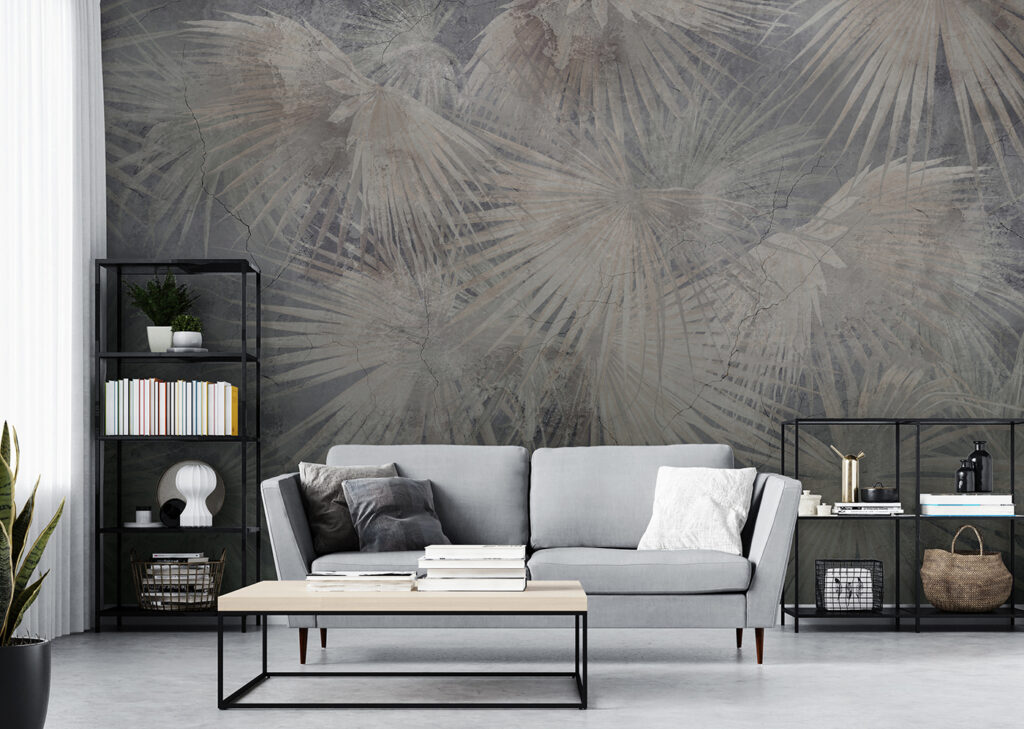 Palmwaaiers op oudgrijs — interieur 5