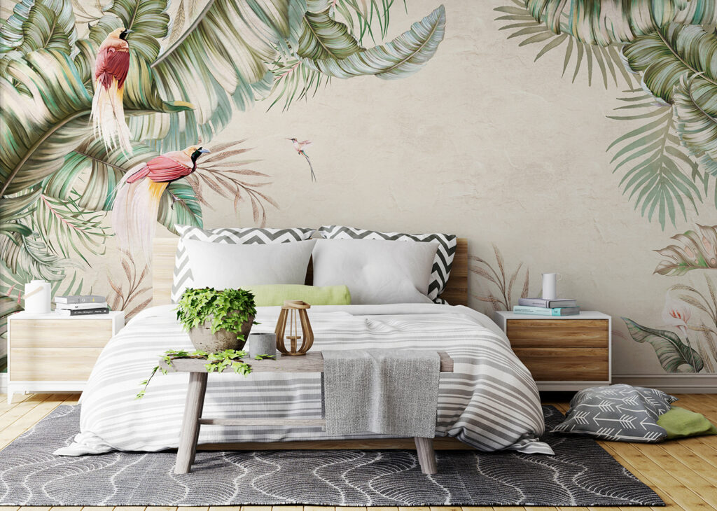 Papegaai tussen de palmbladeren — interieur 2
