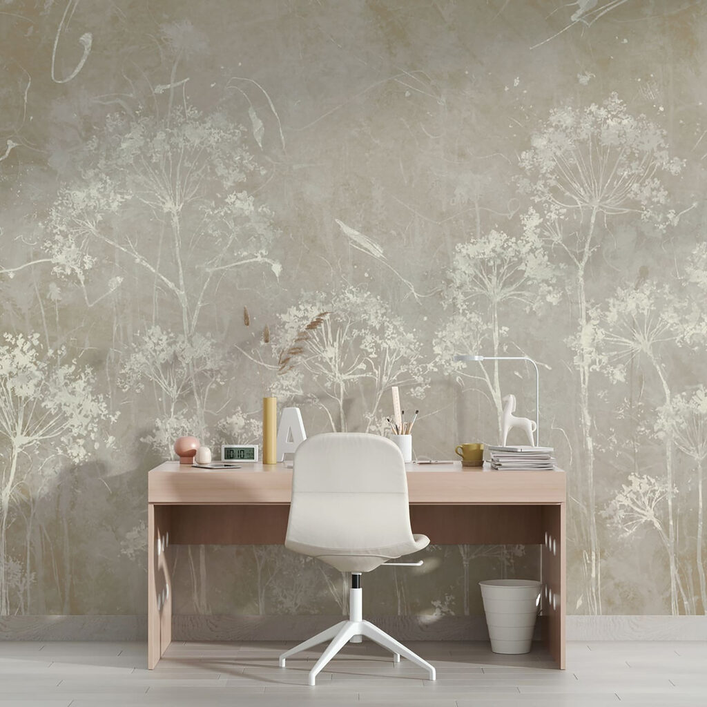 Witte bloemen op een grijze achtergrond — interieur 4
