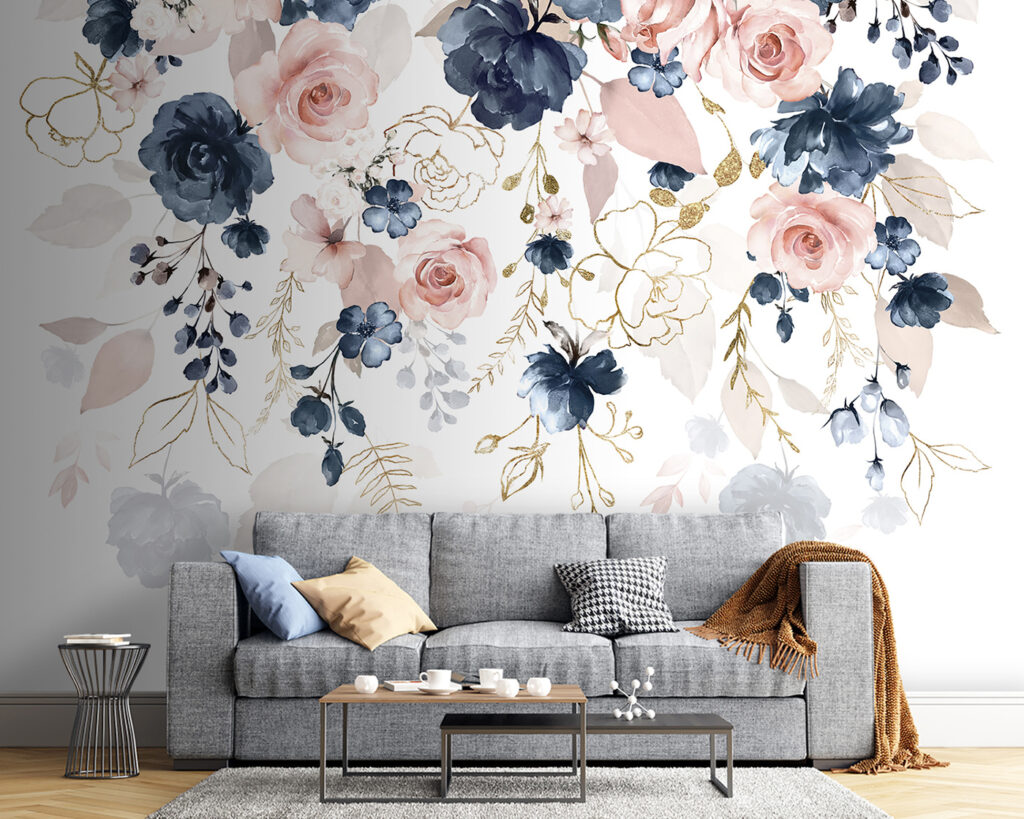 Roze en blauwe bloemtrossen — interieur 6