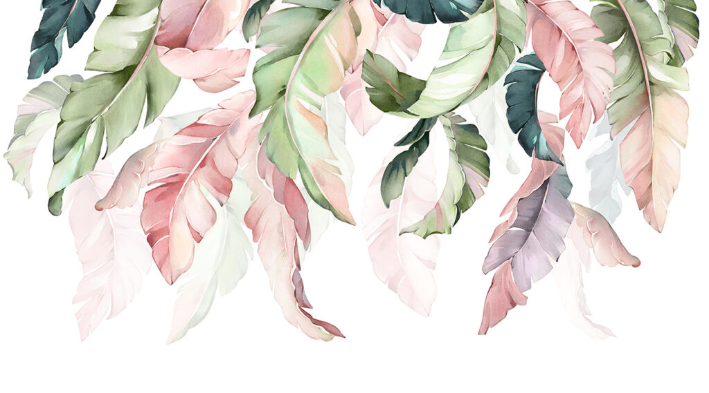 Delicate bladeren in zachte pasteltinten — volledig ontwerp