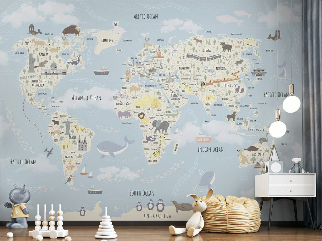 Wereldkaart met kleine reisvrienden — interieur 4