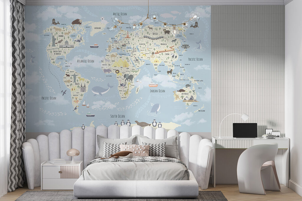 Wereldkaart met kleine reisvrienden — interieur 5