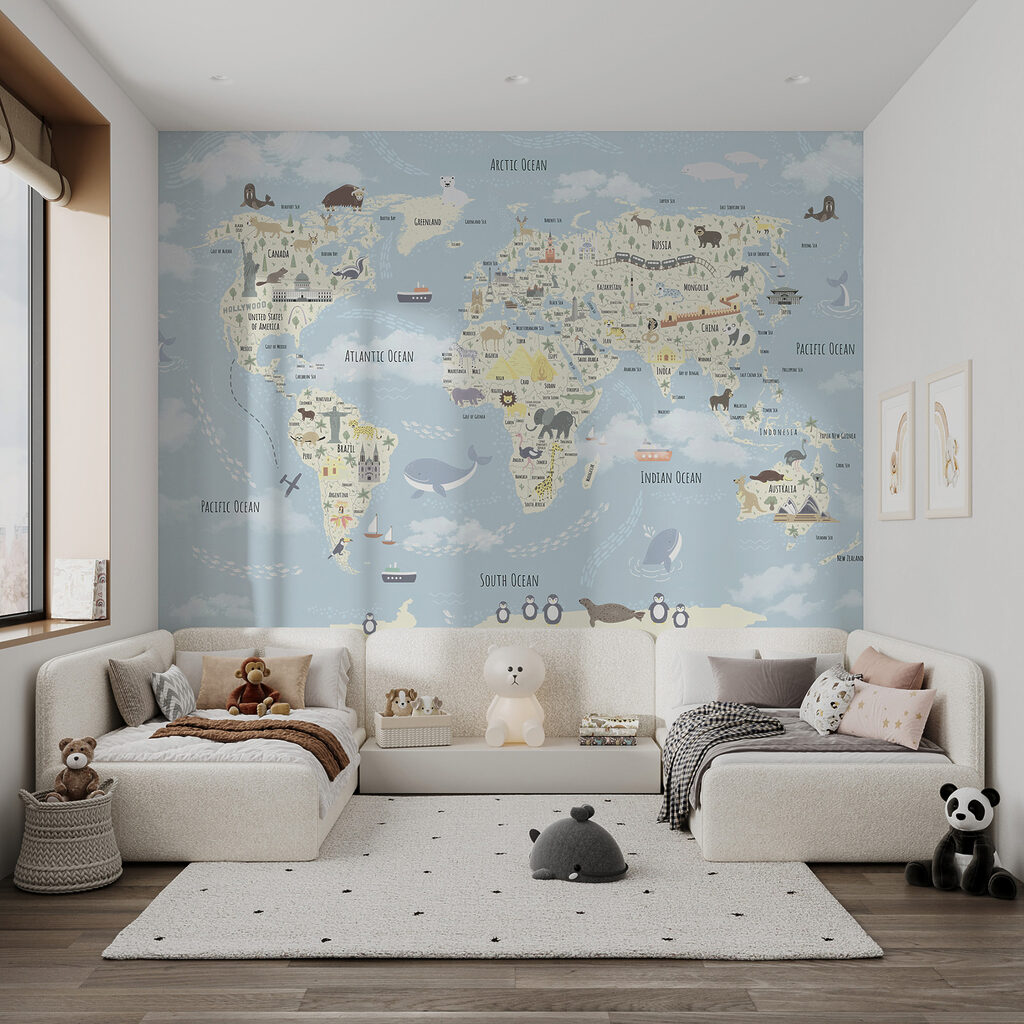 Wereldkaart met kleine reisvrienden — interieur 6