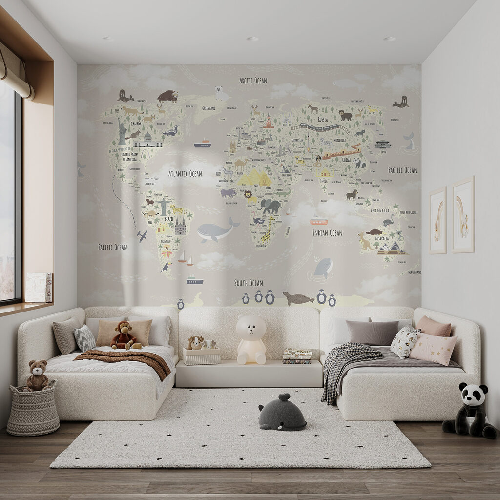 Wereldkaart met kleine reisvrienden — interieur 5