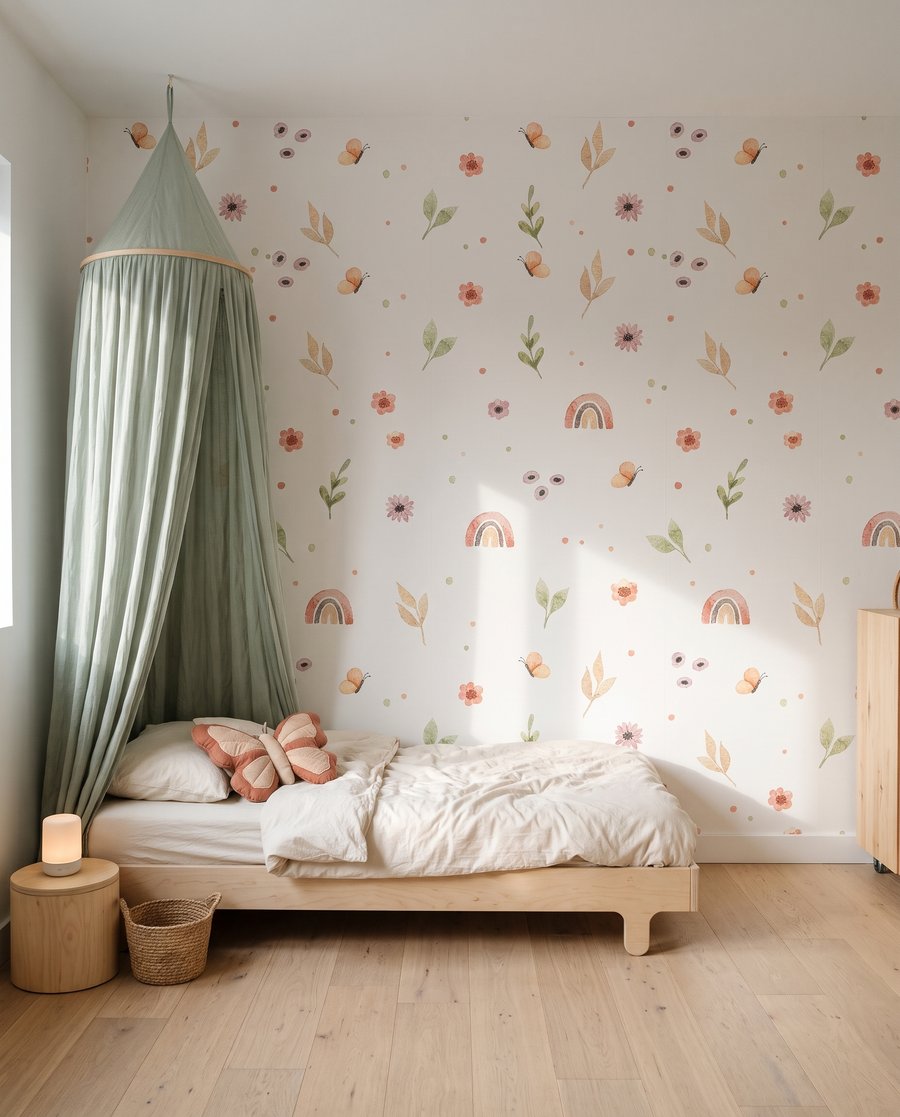 Kleine regenbogen tussen bloemstipjes in een interieur
