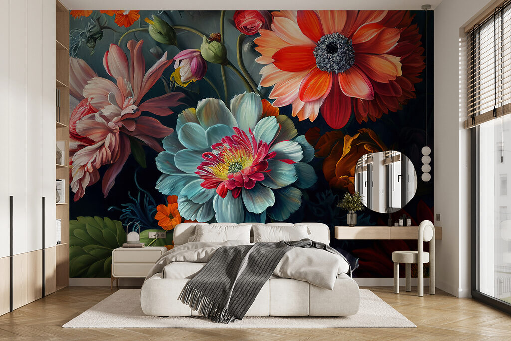 Volle bloemen in juweeltinten — interieur 5
