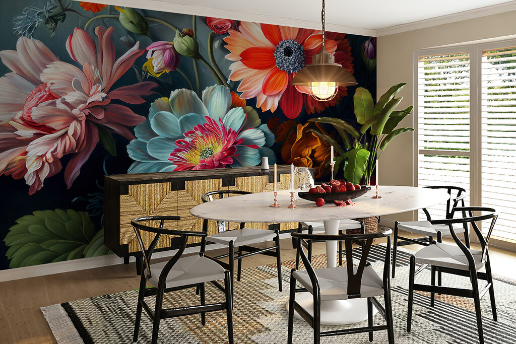 Volle bloemen in juweeltinten — interieur 6