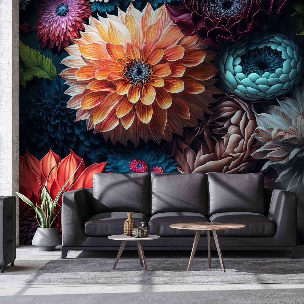 Dahlia's in diepe kleurenschaduw — interieur 4