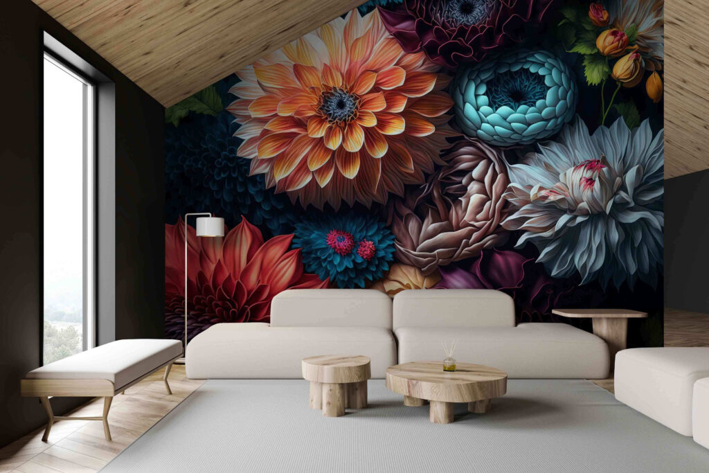 Dahlia's in diepe kleurenschaduw — interieur 2