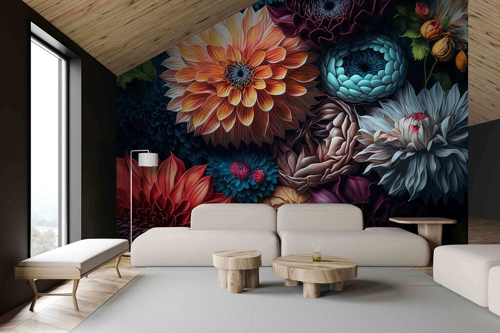 Dahlia's in diepe kleurenschaduw — interieur 5