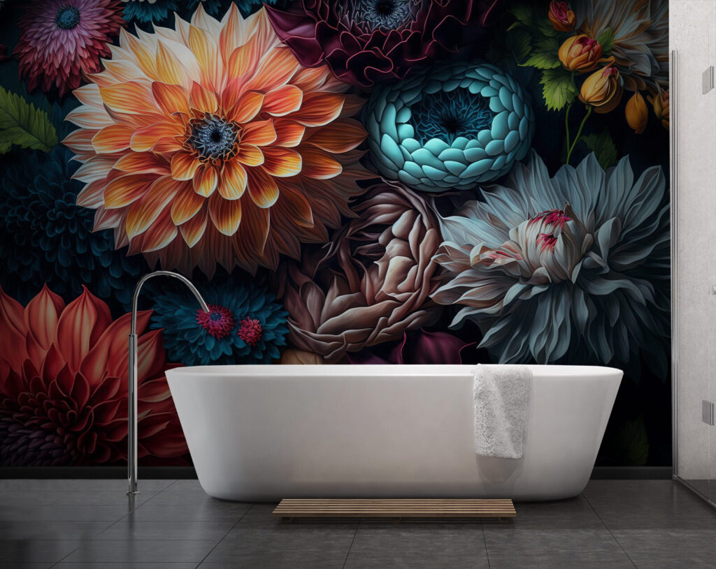 Dahlia's in diepe kleurenschaduw — interieur 3
