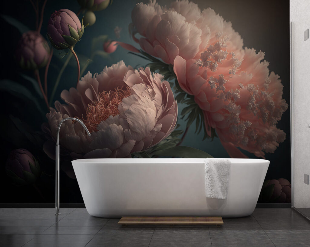 Oudroze pioenen vangen licht — interieur 2