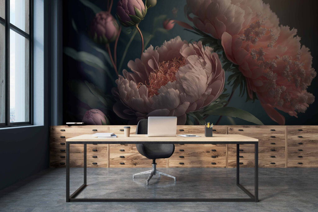 Oudroze pioenen vangen licht — interieur 3
