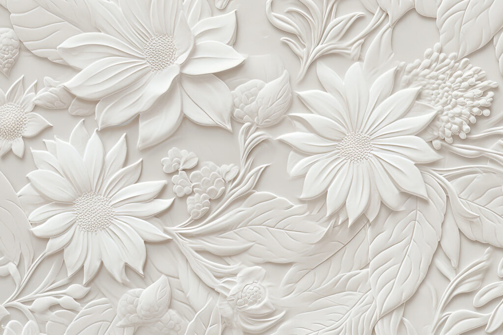 Witte bloemen als beeldhouwwerk — volledig ontwerp