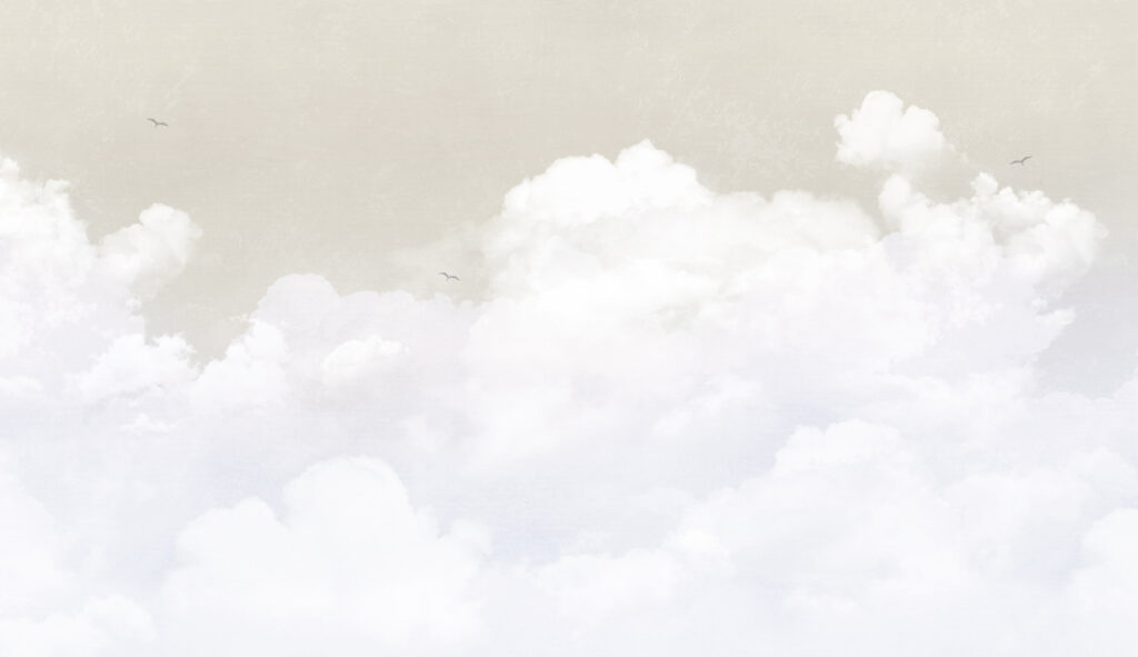 Witte wolken onder grijsgroen — volledig ontwerp
