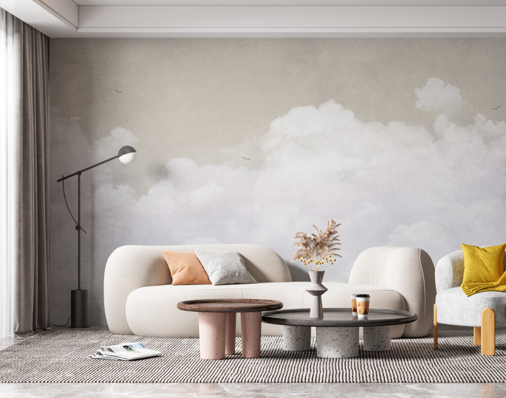 Witte wolken onder grijsgroen — interieur 1