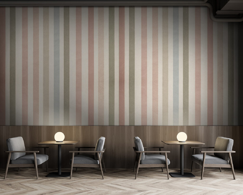 Zacht gestreept pastelpatroon in een interieur
