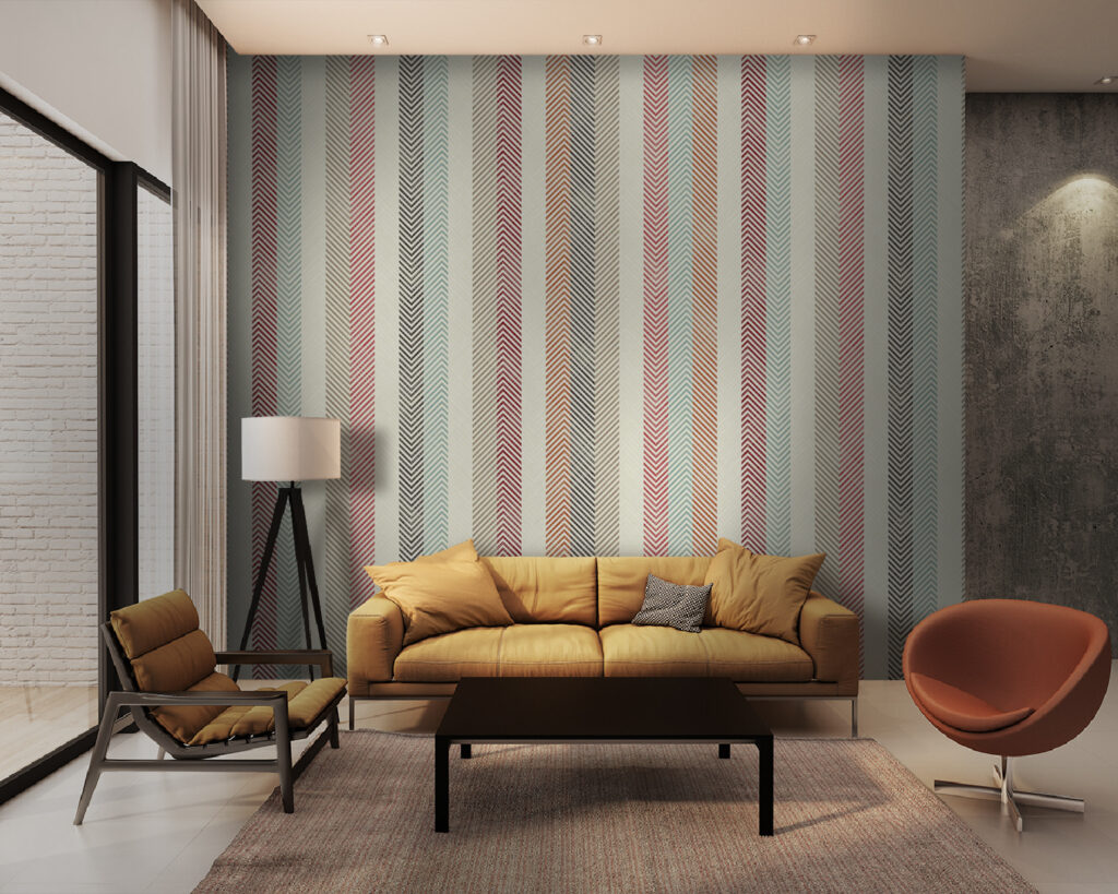Kleurrijke zigzagpatroon achtergrond in een interieur
