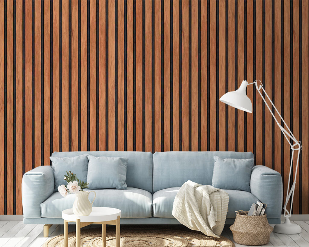 Smalle latten in warmbruin — interieur 2