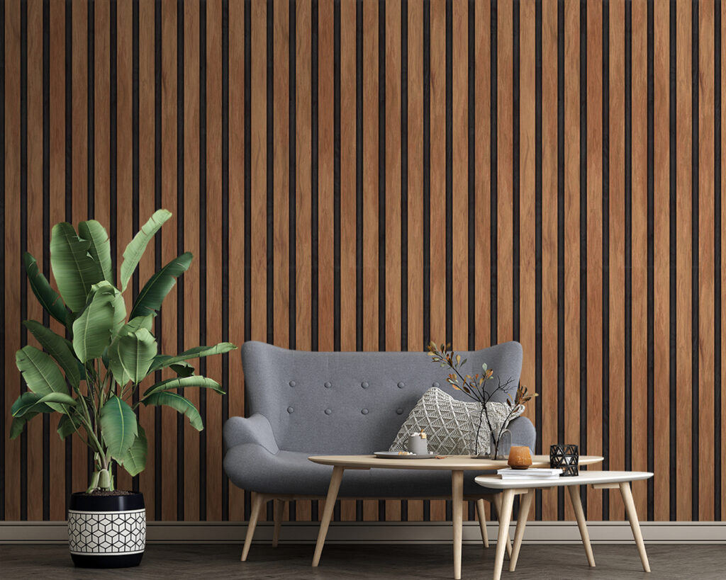 Smalle latten in warmbruin — interieur 1