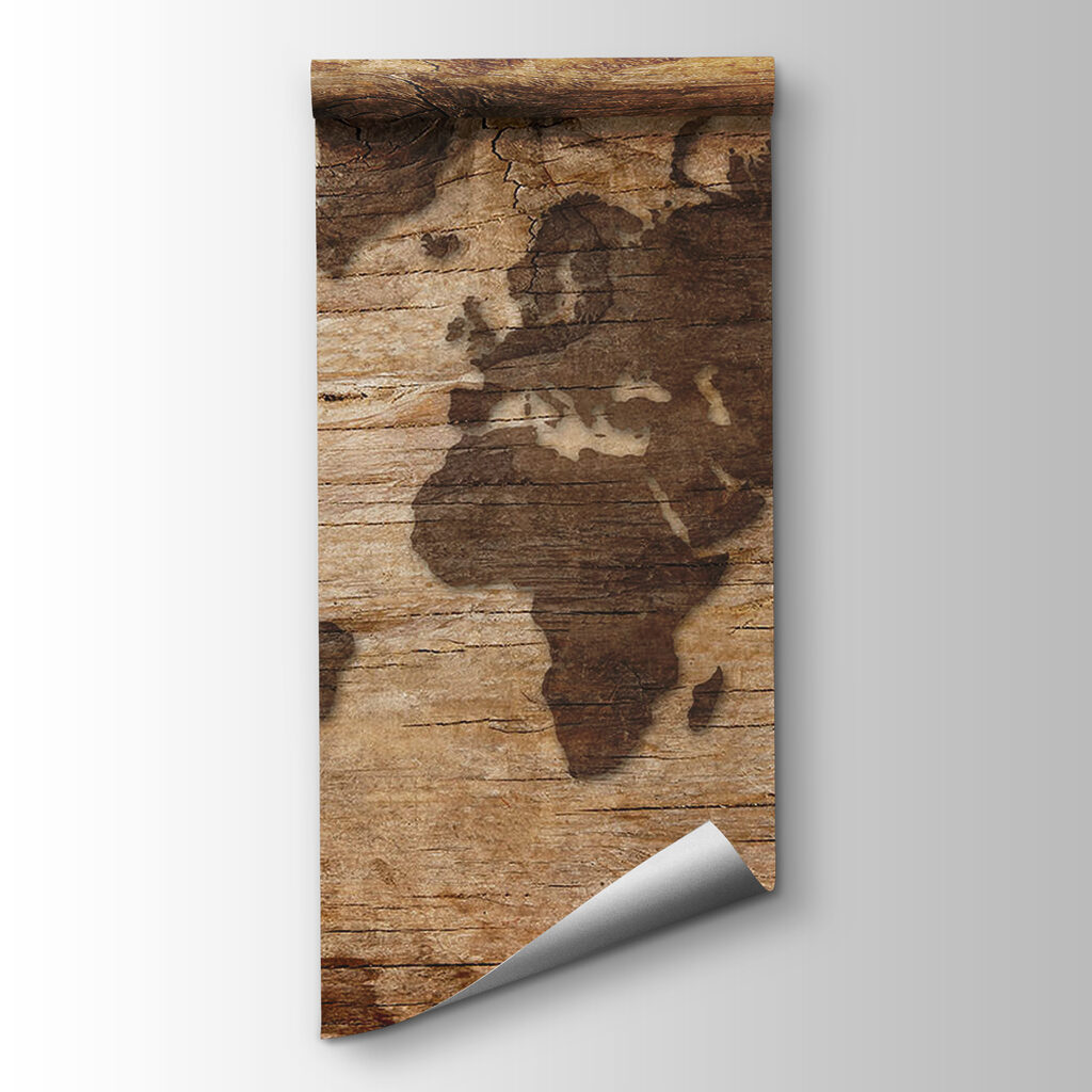 Wereldkaart op oude planken — productweergave