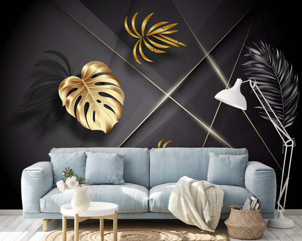 Gouden bladeren over zwart — interieur 2