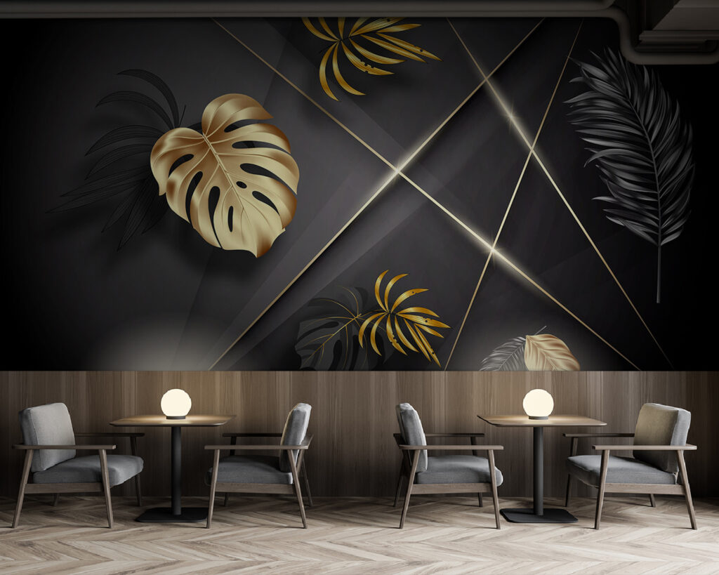 Gouden bladeren over zwart — interieur 1