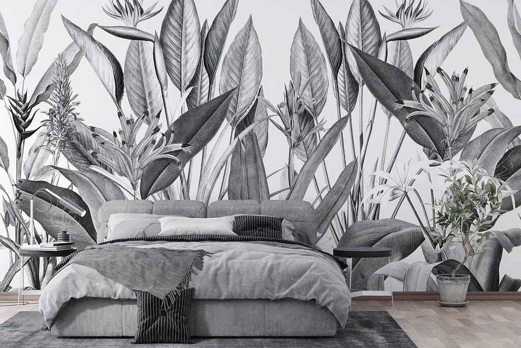 Tropisch gebladerte in monochrome tinten — interieur 3