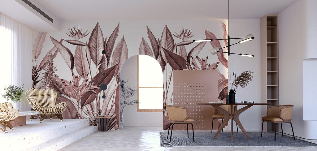 Tropisch gebladerte in subtiele tinten — interieur 1