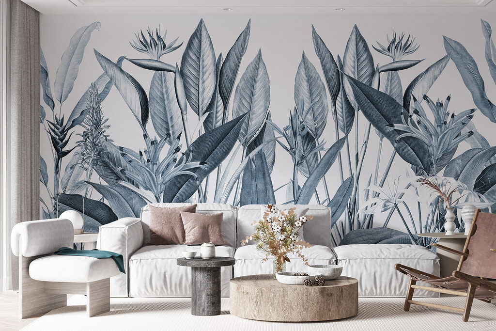 Tropisch gebladerte in monochrome tinten — interieur 3