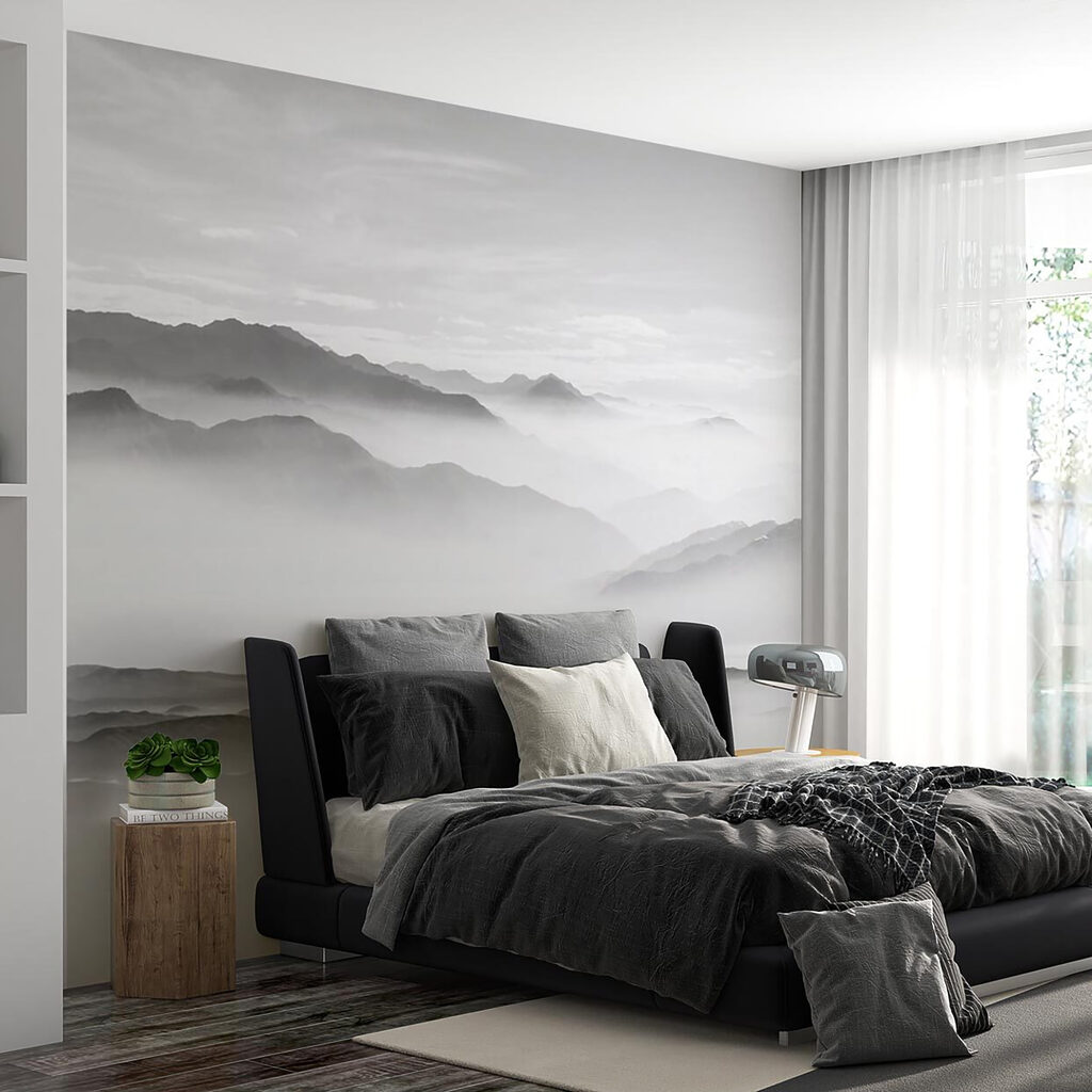 Grijze bergen in mist — interieur 4