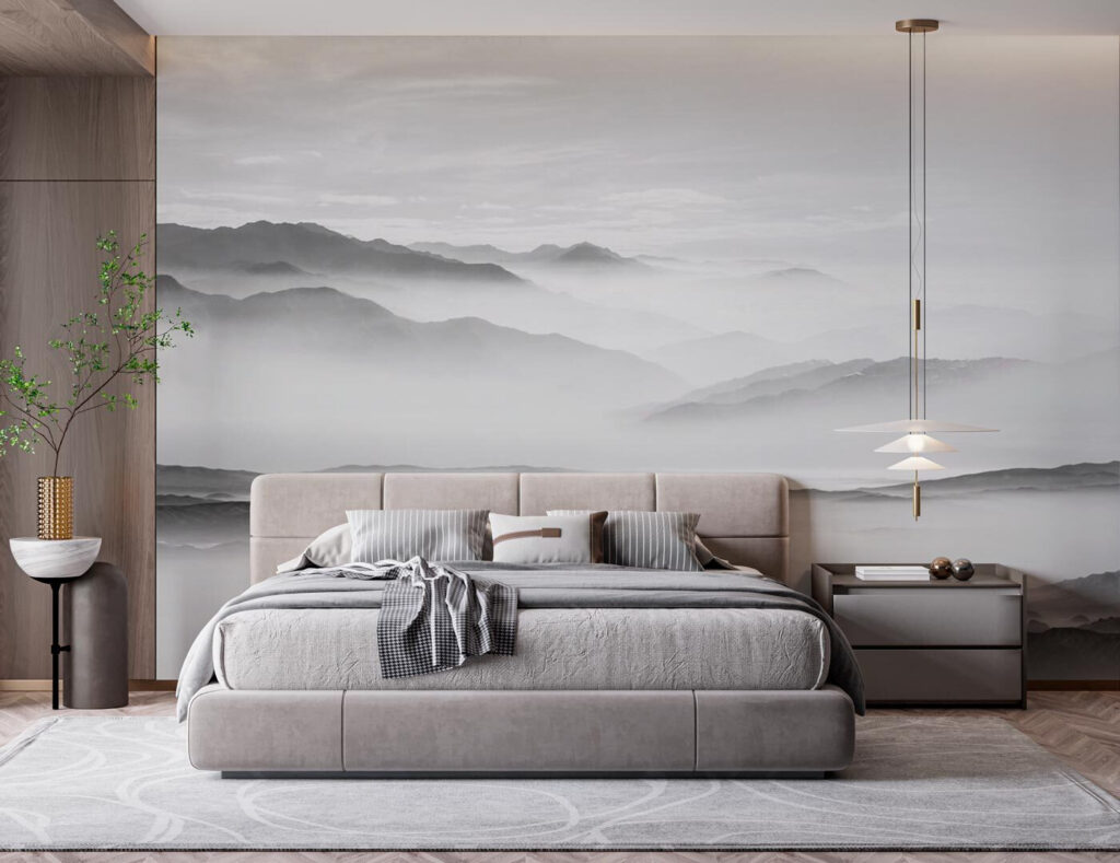 Grijze bergen in mist — interieur 2