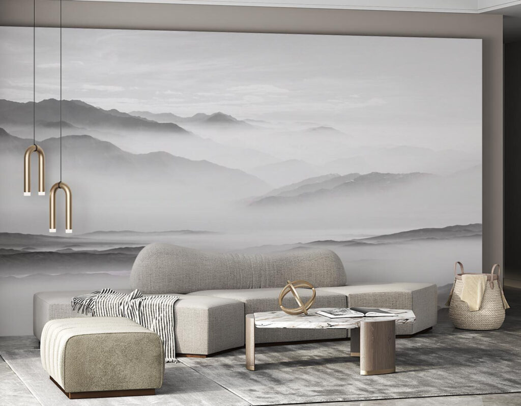 Grijze bergen in mist — interieur 3