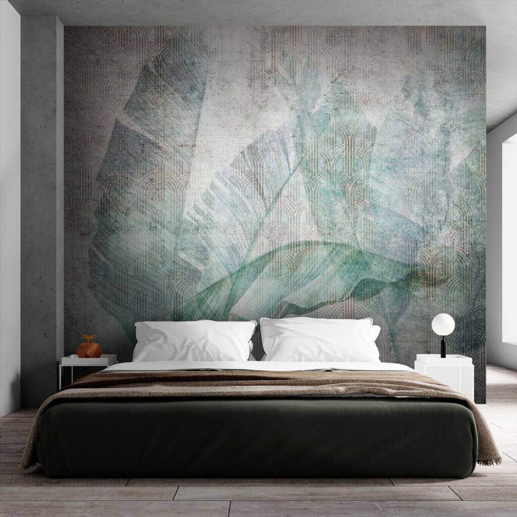Op de natuur geïnspireerd abstract ontwerp met verschillende lagen in een interieur