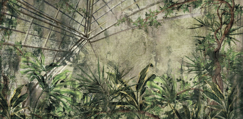 Bamboestammen langs donkere jungle — volledig ontwerp